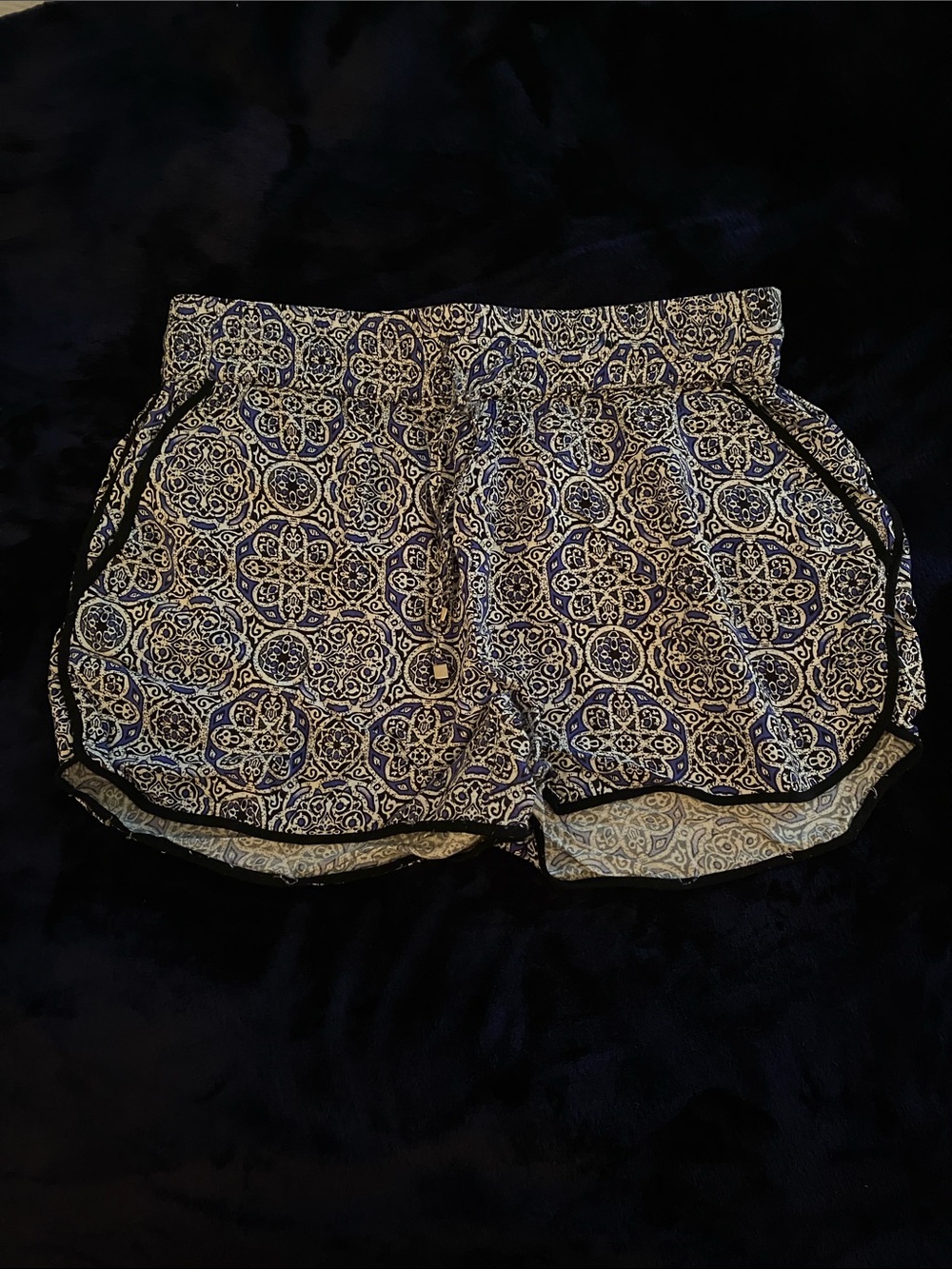 Navy and White Patterned Women's Bermuda Shorts